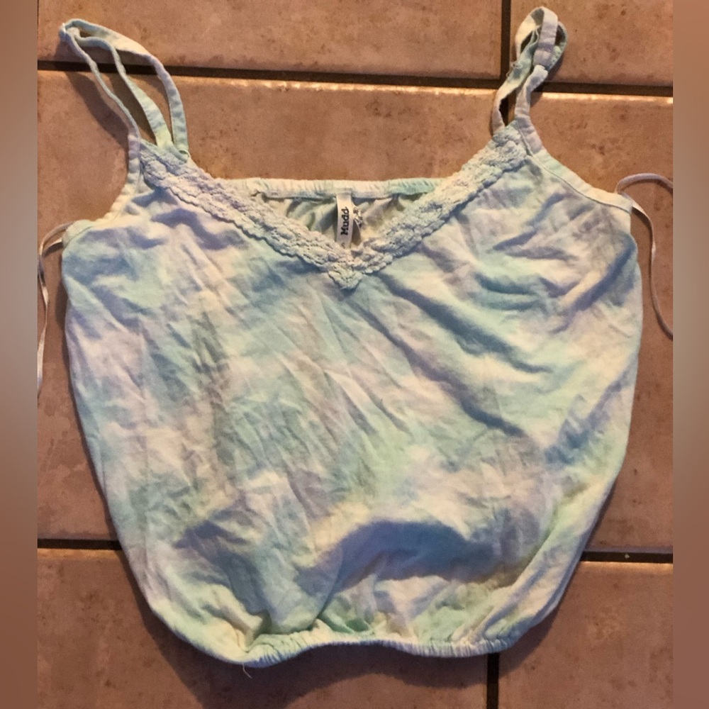 Mudd sky blue white tie dye crop top